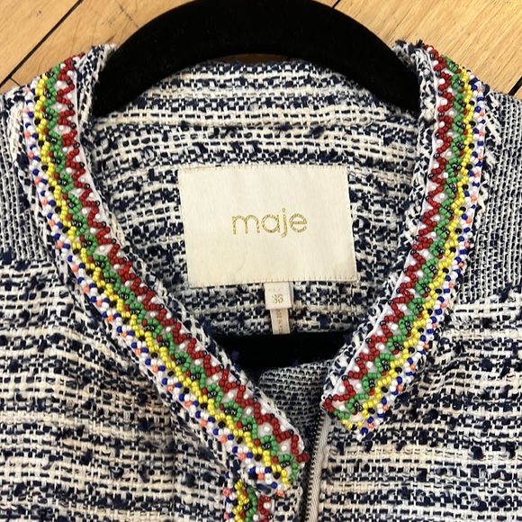 Maje Tweed Embellished Jacket Sz FR 36 - Picture 5 of 16